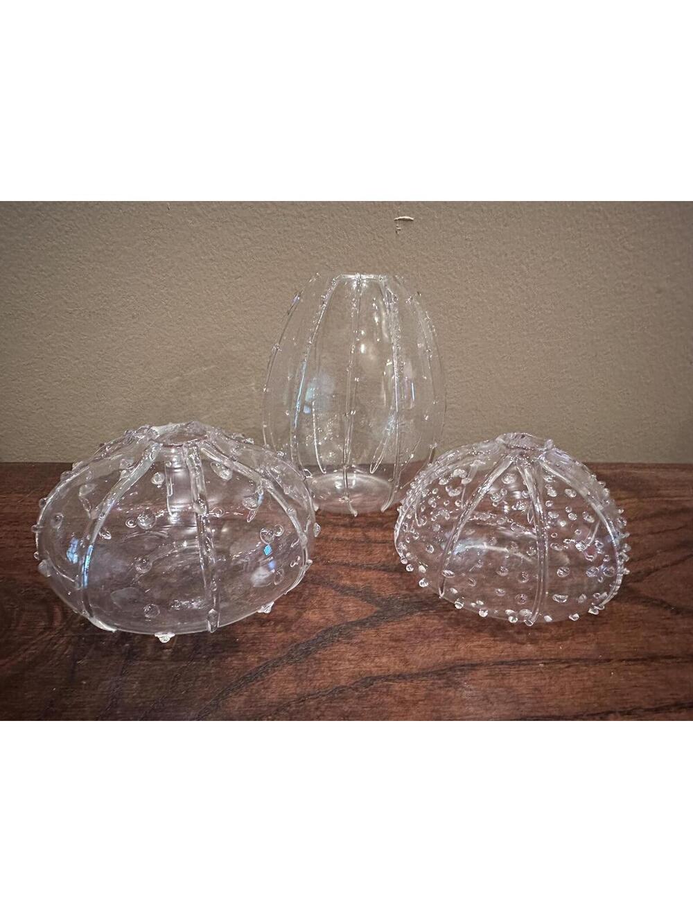 Three Glass Sea Urchin Bud Vases